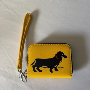 Marc Tetro Yellow Dachshund Wristlet – Textured Zip Pouch with Wrist Strap